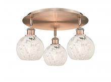  516-3C-AC-G1216-6WM - White Mouchette - 3 Light - 18 inch - Antique Copper - Flush Mount