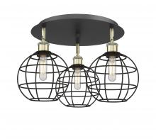 Innovations Lighting 516-3C-BAB-CE-8-BK - Lake Placid - 3 Light - 20 inch - Black Antique Brass - Flush Mount