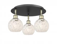  516-3C-BAB-G1216-6WM - White Mouchette - 3 Light - 18 inch - Black Antique Brass - Flush Mount