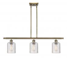  516-3I-AB-G112C-5CL - Cobbleskill - 3 Light - 36 inch - Antique Brass - Cord hung - Island Light