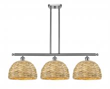  516-3I-SN-RBD-12-NAT - Woven Rattan - 3 Light - 39 inch - Satin Nickel - Multi Pendant