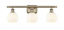  516-3W-AB-G1217-6WV - White Venetian - 3 Light - 26 inch - Antique Brass - Bath Vanity Light