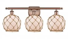  516-3W-AC-G121-8RB - Farmhouse Rope - 3 Light - 28 inch - Antique Copper - Bath Vanity Light