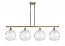  516-4I-AB-G1215-10 - Athens Water Glass - 4 Light - 48 inch - Antique Brass - Cord hung - Island Light