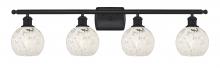  516-4W-BK-G1216-6WM - White Mouchette - 4 Light - 36 inch - Matte Black - Bath Vanity Light