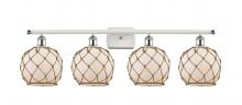  516-4W-WPC-G121-8RB - Farmhouse Rope - 4 Light - 38 inch - White Polished Chrome - Bath Vanity Light