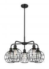 Innovations Lighting 516-5CR-BK-CE-8-BK - Lake Placid - 5 Light - 26 inch - Matte Black - Chandelier