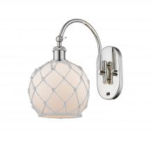  518-1W-PN-G121-8RW - Farmhouse Rope - 1 Light - 8 inch - Polished Nickel - Sconce