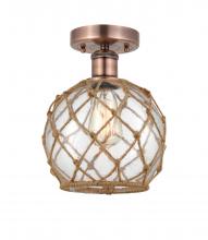  616-1F-AC-G122-8RB - Farmhouse Rope - 1 Light - 8 inch - Antique Copper - Semi-Flush Mount