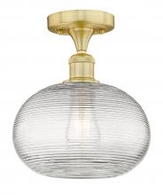 Innovations Lighting 616-1F-SG-G555-10CL - Ithaca - 1 Light - 10 inch - Satin Gold - Semi-Flush Mount