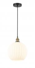 Innovations Lighting 616-1P-BAB-G1217-12WV - White Venetian - 1 Light - 12 inch - Black Antique Brass - Cord Hung - Mini Pendant