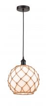  616-1P-OB-G121-10RB - Farmhouse Rope - 1 Light - 10 inch - Oil Rubbed Bronze - Cord hung - Mini Pendant