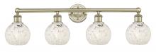  616-4W-AB-G1216-6WM - White Mouchette - 4 Light - 33 inch - Antique Brass - Bath Vanity Light