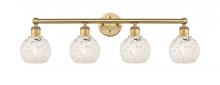  616-4W-BB-G1216-6WM - White Mouchette - 4 Light - 33 inch - Brushed Brass - Bath Vanity Light