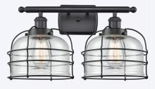  916-2W-BK-G74-CE - Bell Cage - 2 Light - 16 inch - Matte Black - Bath Vanity Light