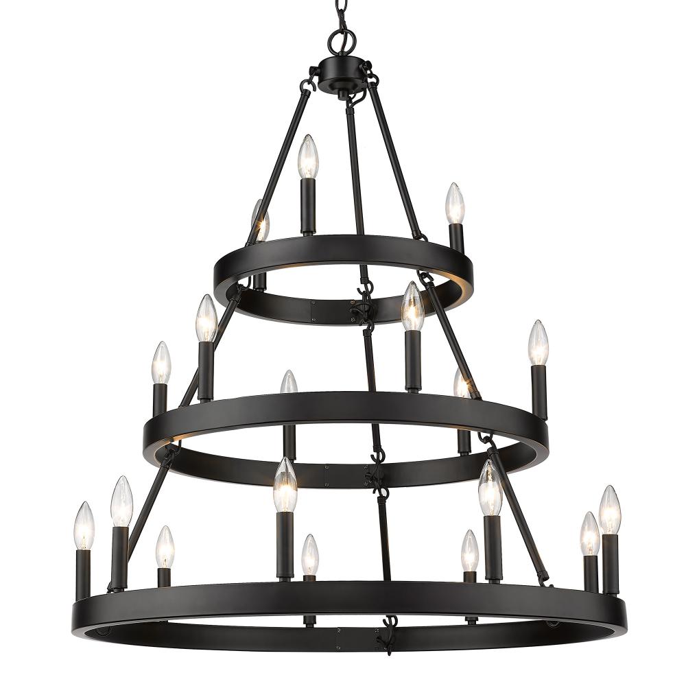 Alastair 3 Tier 3+6+9 Light Chandelier in Matte Black