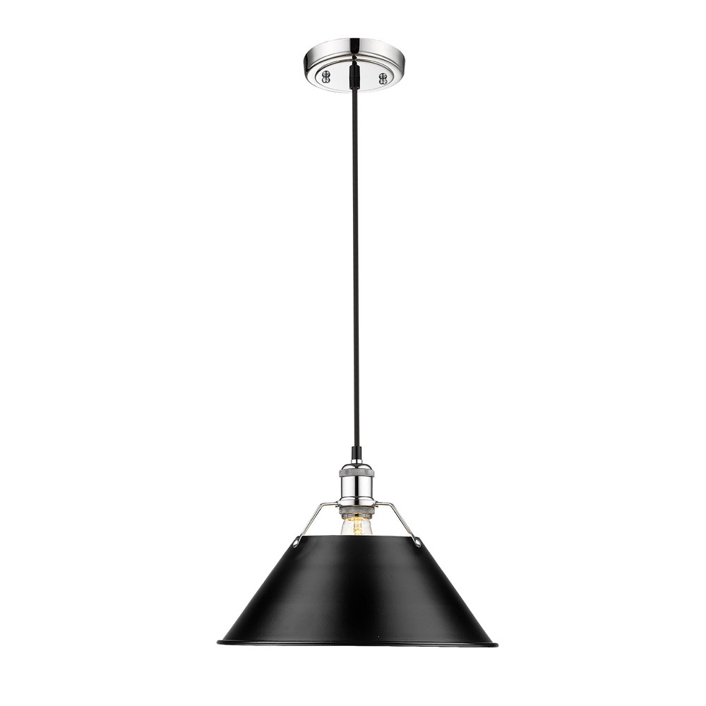 Orwell CH Large Pendant - 14&#34; in Chrome with Matte Black shade