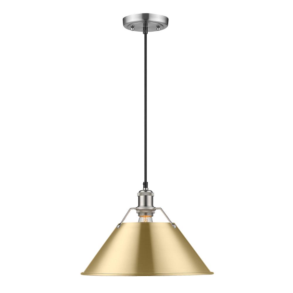 Orwell PW Large Pendant - 14&#34; in Pewter with Brushed Champagne Bronze shade