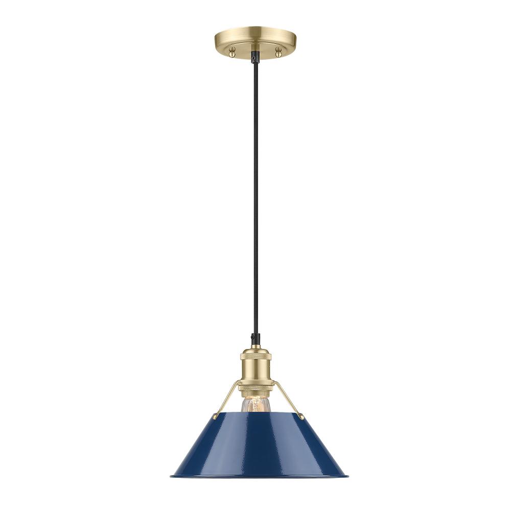 Orwell BCB Medium Pendant - 10&#34; in Brushed Champagne Bronze with Matte Navy shade