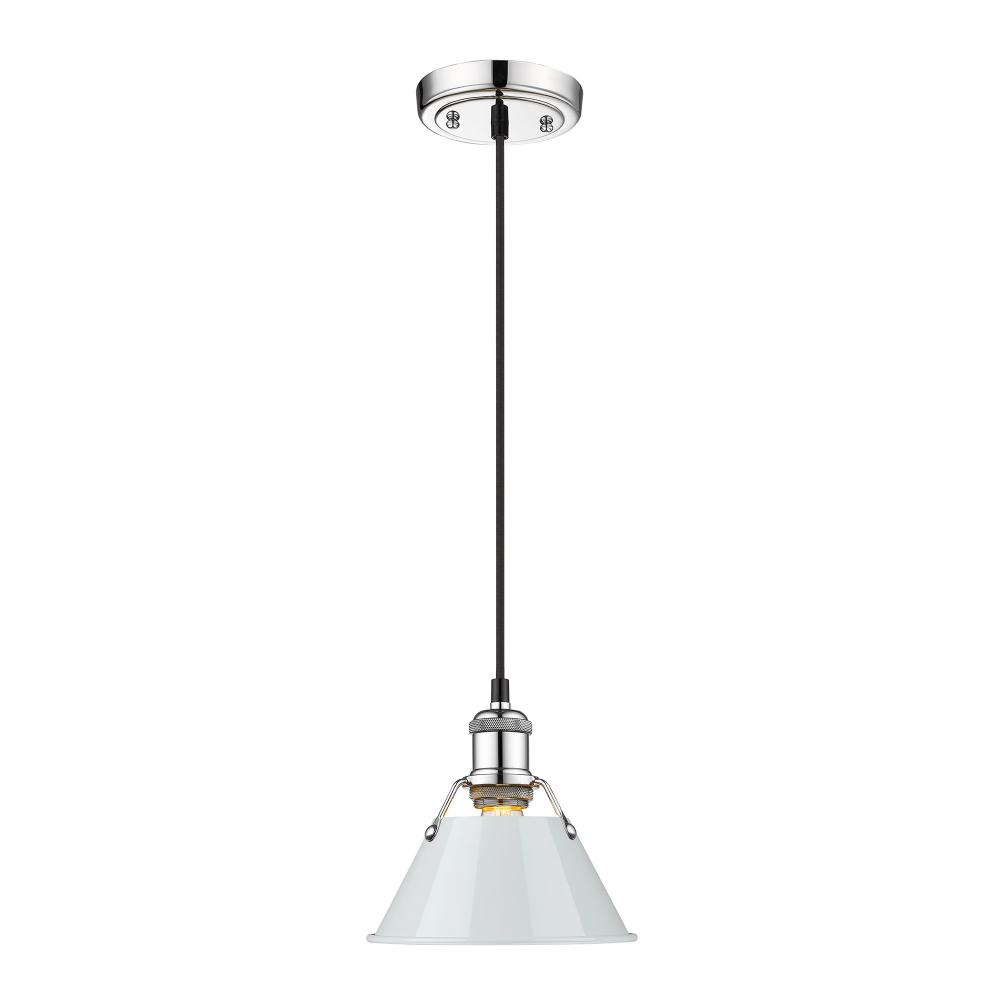 Orwell CH Small Pendant - 7&#34; in Chrome with Dusky Blue shade