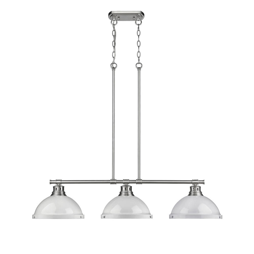 Duncan 3-Light Linear Pendant in Pewter with White