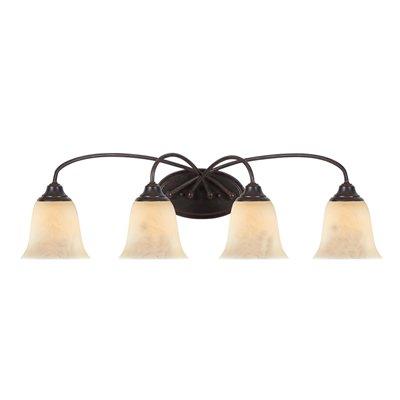 Four Light Peppercorn Antique Marbled Glass Vanity