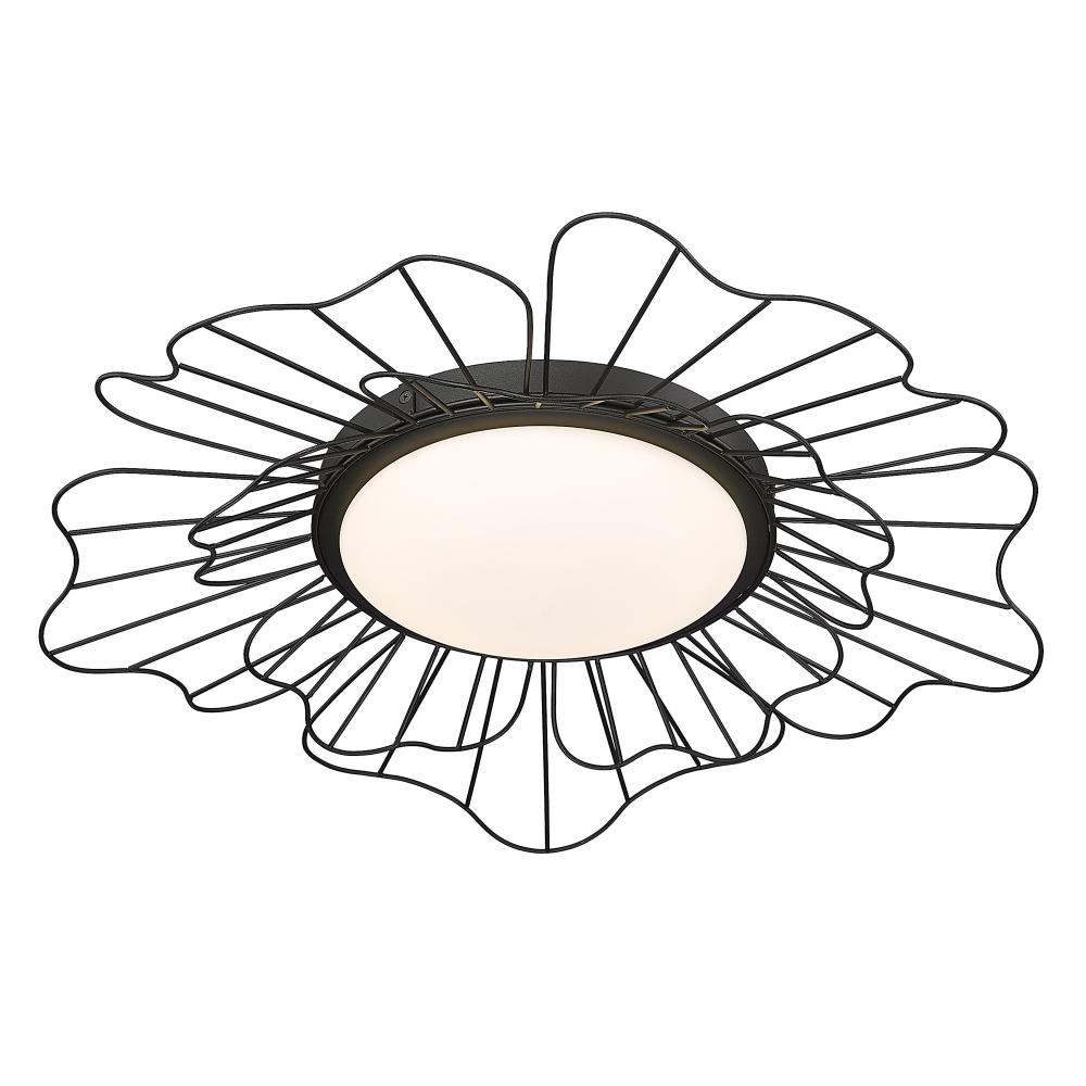 Yasmin NB Flush Mount - 24&#34; in Natural Black with Opal Glass Shade