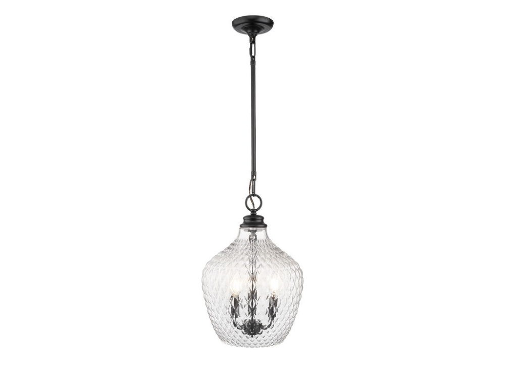 Adeline 3-Light Pendant in Matte Black with Clear Glass