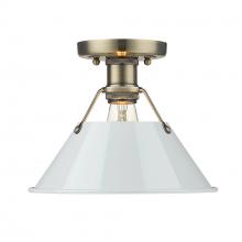 Golden 3306-FM AB-DB - Orwell AB Flush Mount in Aged Brass with Dusky Blue shade