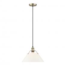 Golden 3306-L AB-OP - Orwell AB Large Pendant - 14" in Aged Brass with Opal Glass