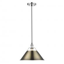  3306-L CH-AB - Orwell CH Large Pendant - 14" in Chrome with Aged Brass shade