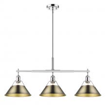  3306-LP CH-AB - Orwell CH 3 Light Linear Pendant in Chrome with Aged Brass shades