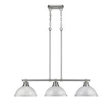 Golden 3602-3LP PW-WH - Duncan 3-Light Linear Pendant in Pewter with White