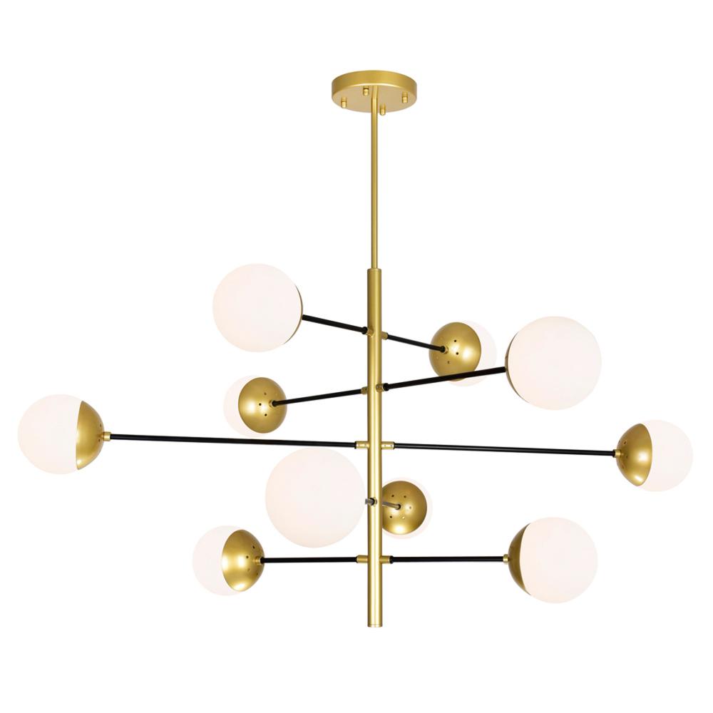 Compass 10 Light Chandelier With Medallion Gold Finish