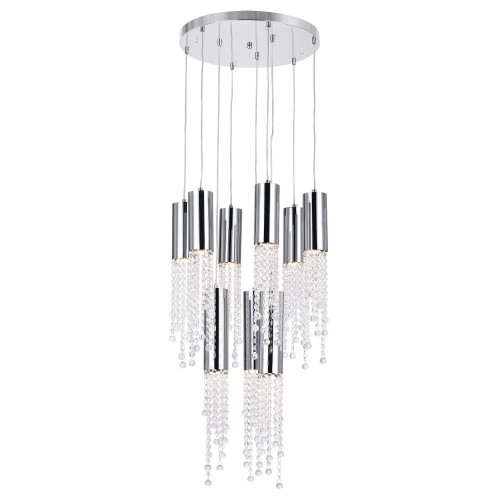 Extended 9 Light Multi Light Pendant With Chrome Finish