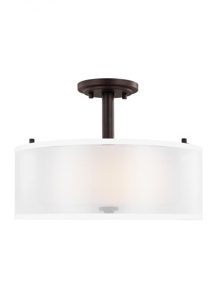 Elmwood Park traditional 2-light LED indoor dimmable ceiling semi-flush mount in bronze finish with