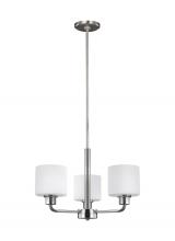 Generation Lighting 3128803EN3-962 - Canfield modern 3-light LED indoor dimmable ceiling chandelier pendant light in brushed nickel silve