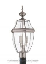 Generation Lighting 8239EN-965 - Lancaster traditional 3-light LED outdoor exterior post lantern in antique brushed nickel silver fin