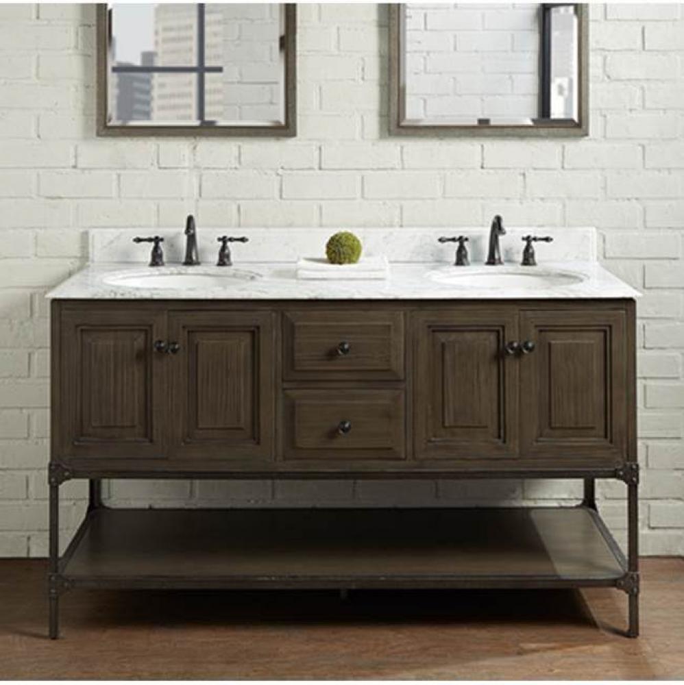 Toledo 60&apos;&apos; Double Bowl Vanity - Door - Driftwood Gray