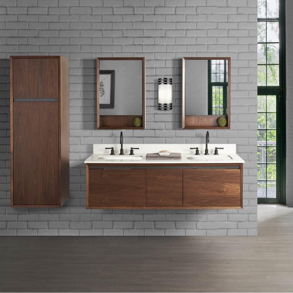 M4 60&apos;&apos; Double Bowl Wall Mount Vanity - Natural Walnut