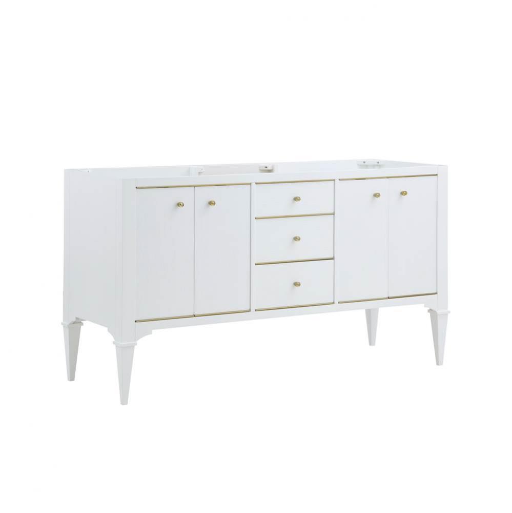 Charlottesville w/Brass 60&apos;&apos; Double Bowl Vanity - Polar White