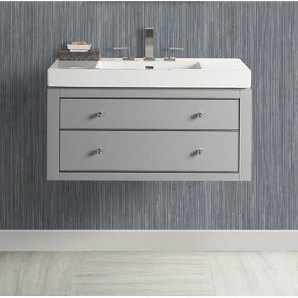 Charlottesville w/Nickel 36x18&apos;&apos; Wall Mount Vanity In Light Gray