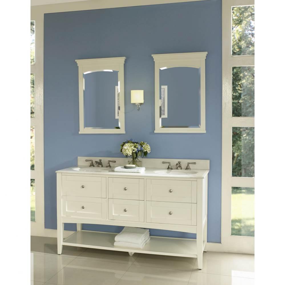 Shaker Americana 60&apos;&apos; Double Bowl Open Shelf Vanity - Polar White