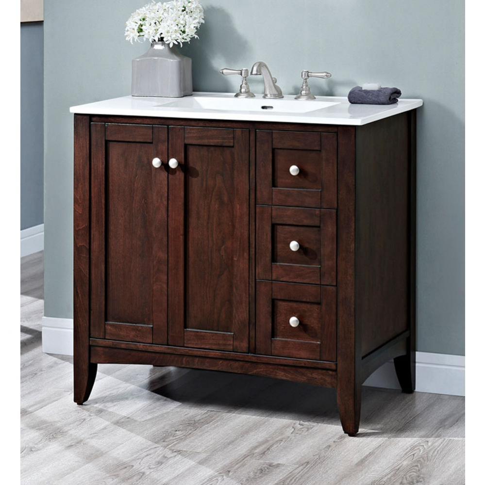 Shaker Americana 36&apos;&apos; Vanity Drawer-right In Habana Cherry