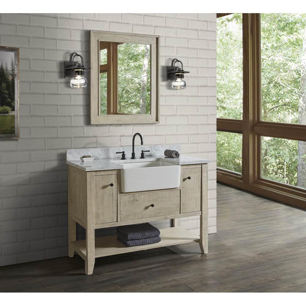 River View 48&apos;&apos; Open Shelf Farmhouse Vanity - Toasted Almond