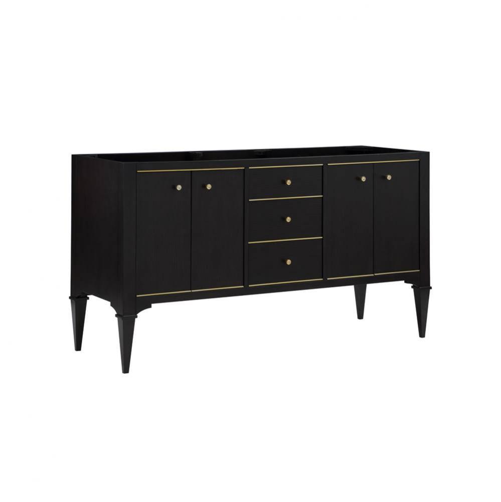 Charlottesville w/Brass 60&apos;&apos; Double Bowl Vanity - Vintage Black