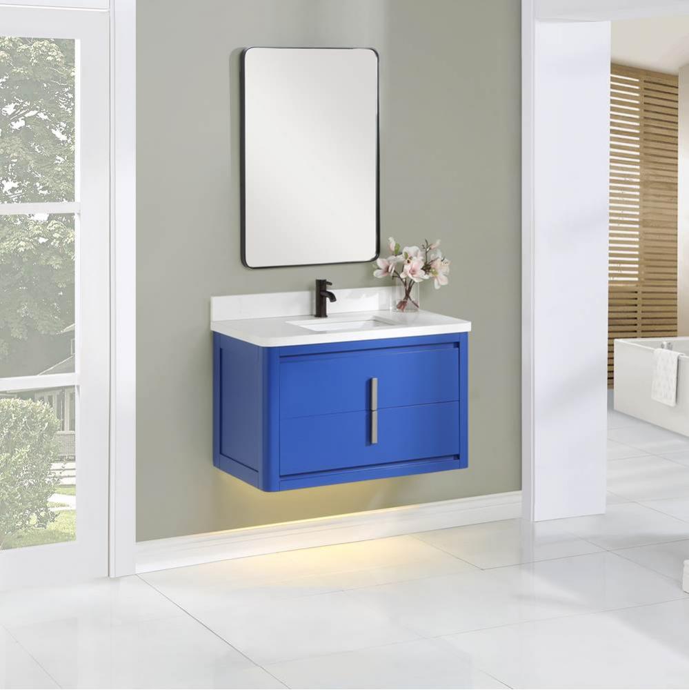 Design Studio 36x20&apos;&apos; Wall Mount Vanity, Top &amp; Sink Set - Classic Blue