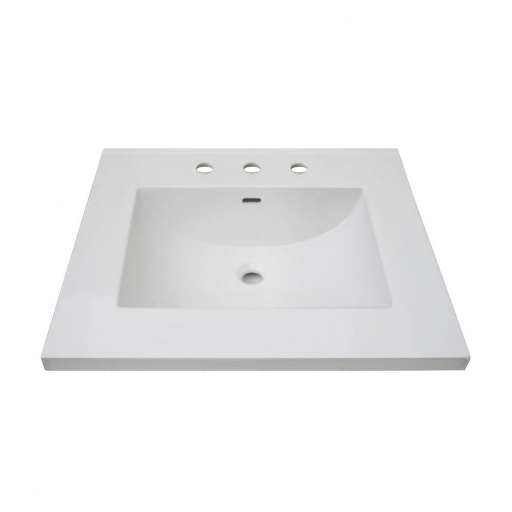 3cm (1-1/4&apos;&apos;) 25&apos;&apos; White Ceramic Top - 8&apos;&apos; widespread