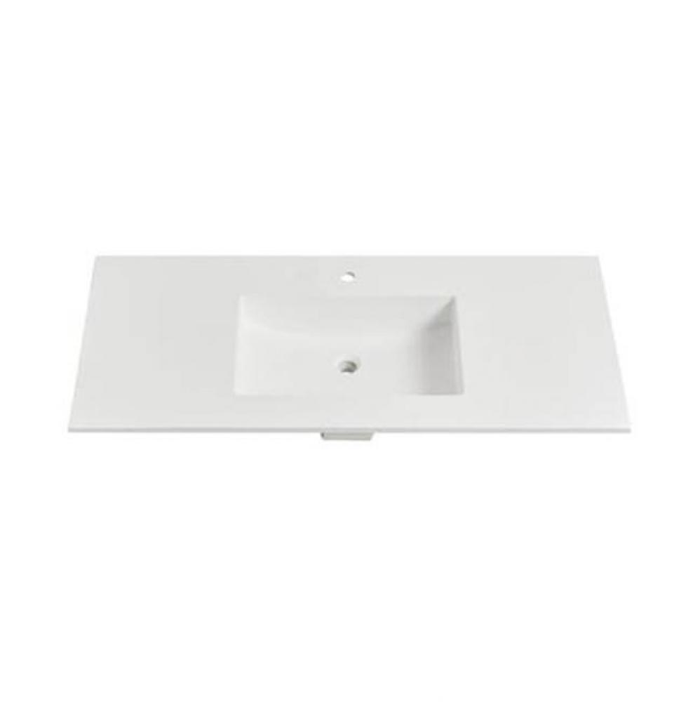 1.5cm (5/8&apos;&apos;) 49&apos;&apos; Matte White (MW) fdSTONE™ Top - single hole