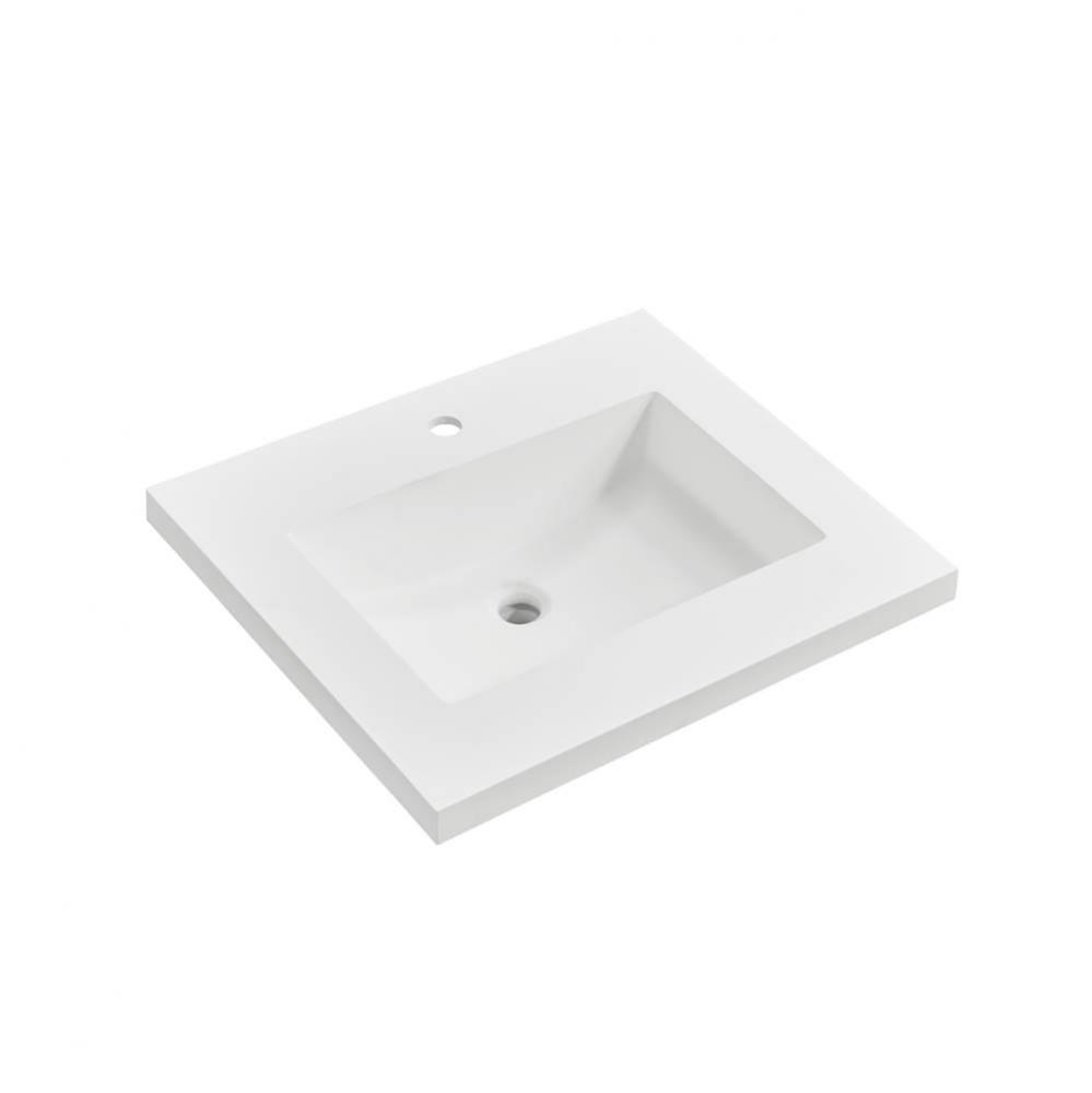 4cm (1&#xbd;&apos;&apos;) 25&apos;&apos; Matte White (MW) fdSTONE™ Top - single hole